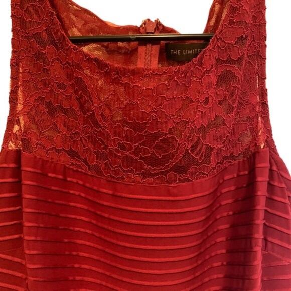 The Limited Sleeveless Mini Dress Fit to Flare Lace Burgundy Red Size 6 - Picture 3 of 10